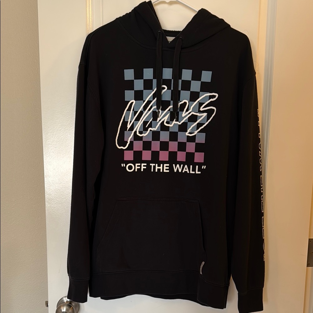 Vans Black Hoodie with Checkered Design